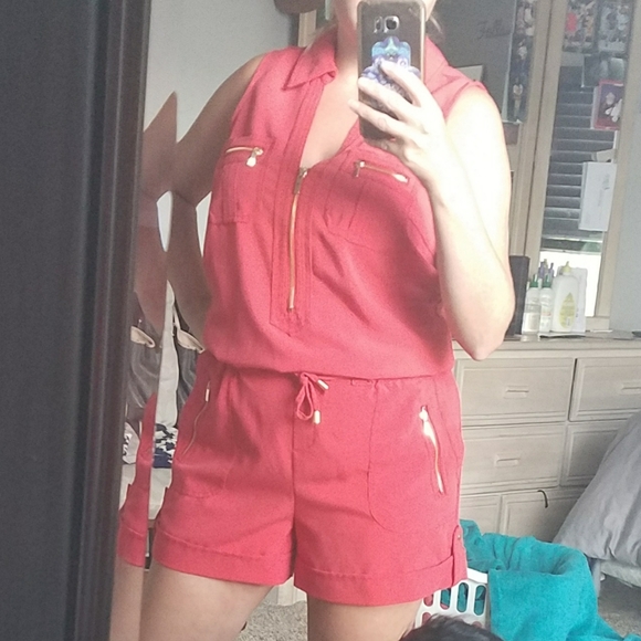 Burnt orange dressy romper with gold hardware  size 8 - Picture 4 of 5